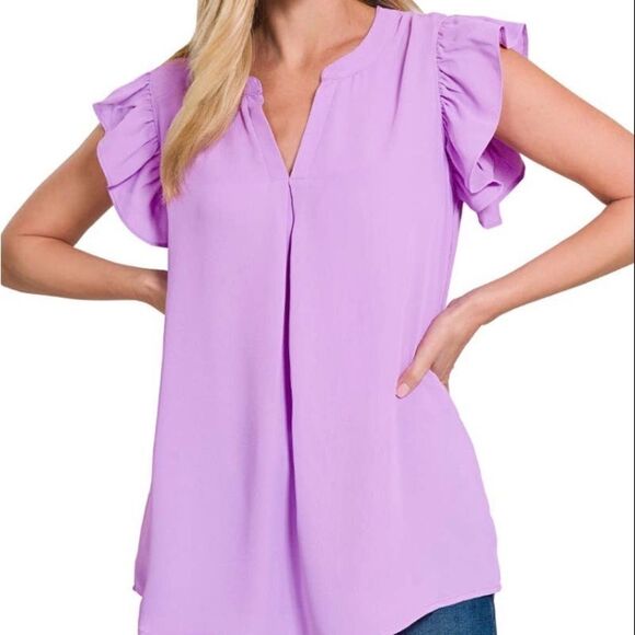 Plus size sleeveless top‎ with ruffle sleeve - Picture 1 of 7